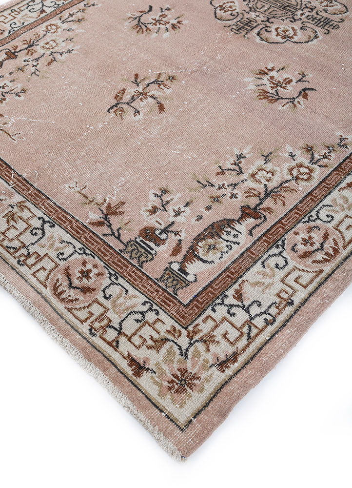 vintage red and orange wool hand knotted Rug - FloorShot