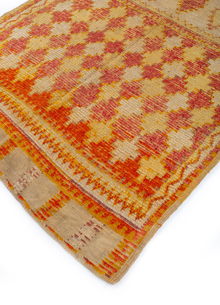 nuray red and orange wool hand knotted Rug - FloorShot