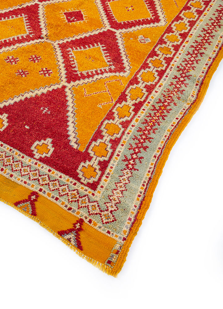 nuray red and orange wool hand knotted Rug - FloorShot