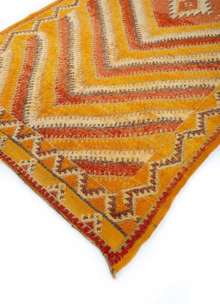 nuray red and orange wool hand knotted Rug - FloorShot