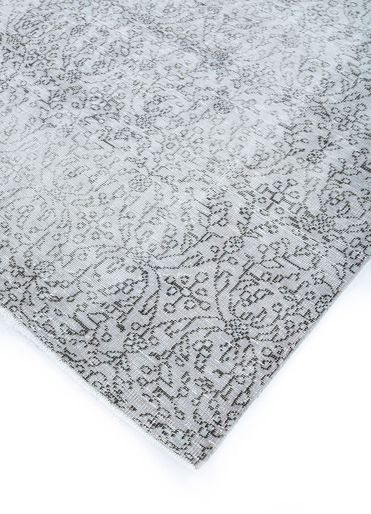 vintage grey and black wool hand knotted Rug - FloorShot