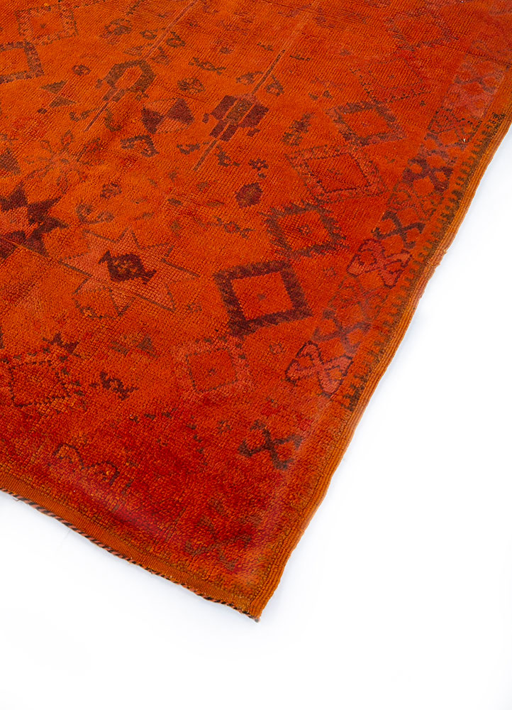vintage red and orange wool hand knotted Rug - FloorShot