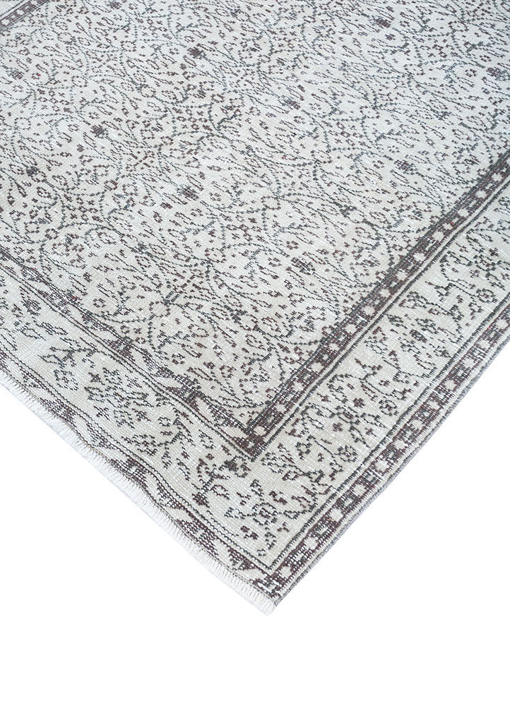 vintage grey and black wool hand knotted Rug - FloorShot
