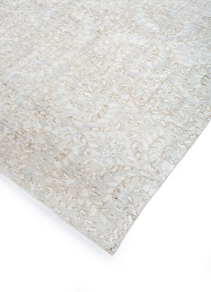vintage beige and brown wool hand knotted Rug - FloorShot