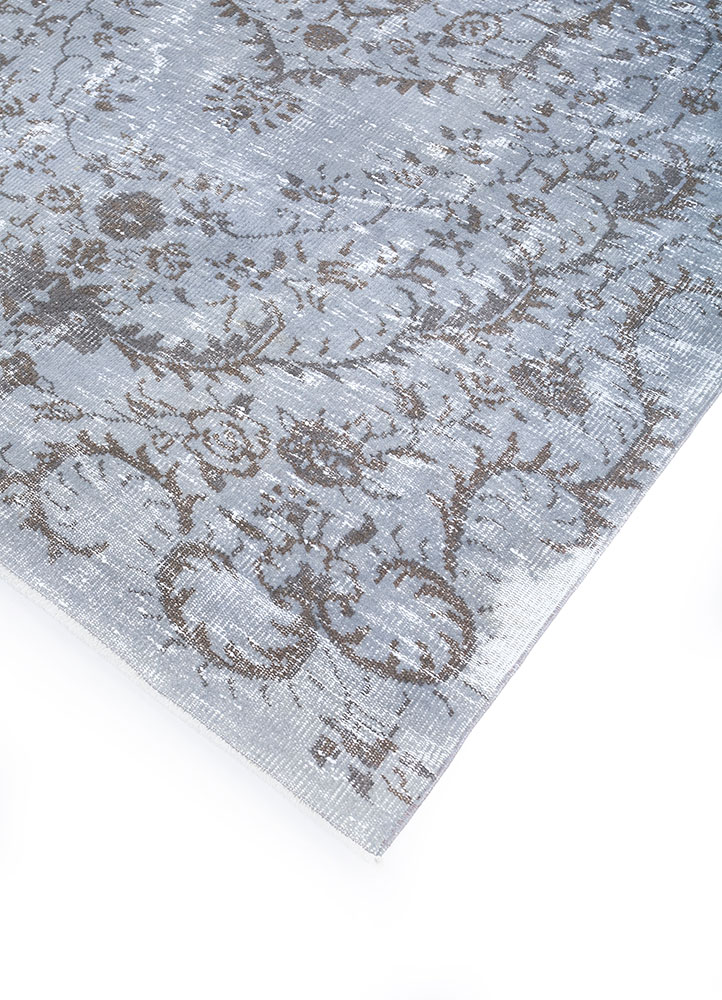 vintage grey and black wool hand knotted Rug - FloorShot