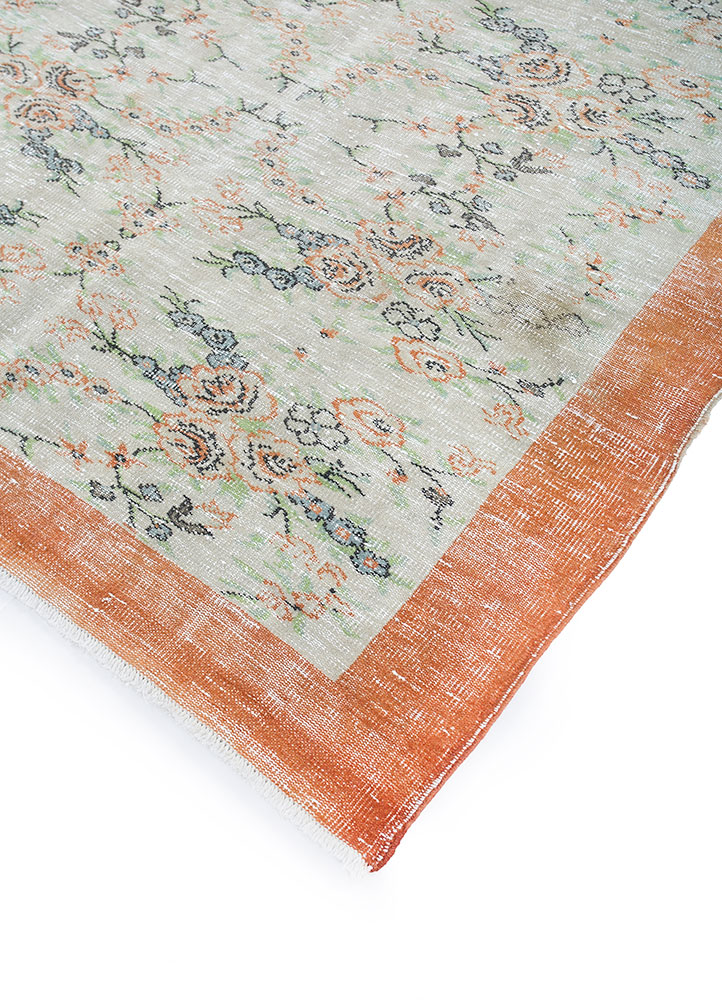 vintage red and orange wool hand knotted Rug - FloorShot