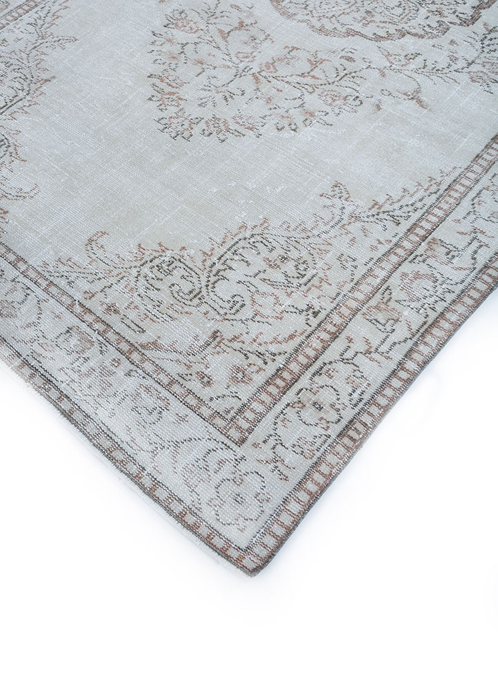 vintage grey and black wool hand knotted Rug - FloorShot