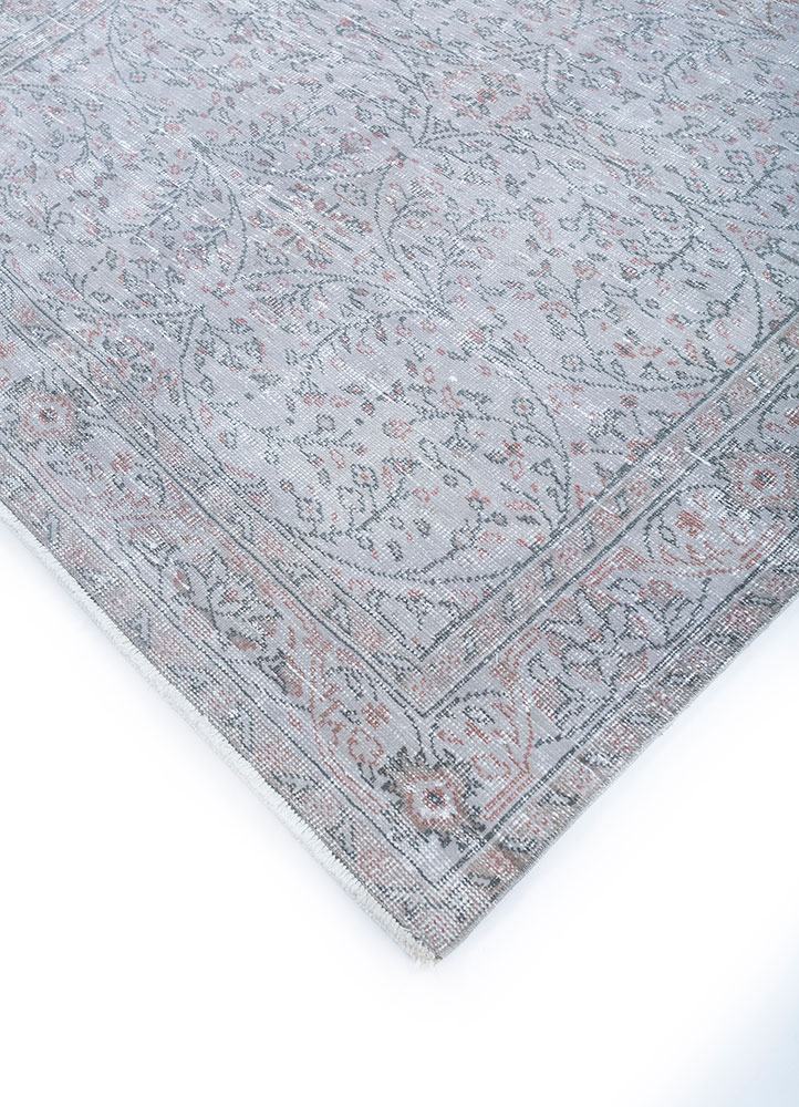 vintage grey and black wool hand knotted Rug - FloorShot