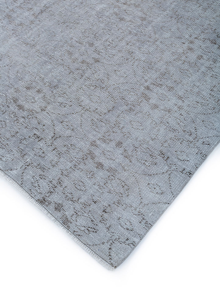 vintage grey and black wool hand knotted Rug - FloorShot
