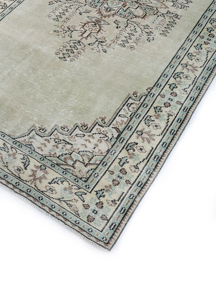 vintage grey and black wool hand knotted Rug - FloorShot