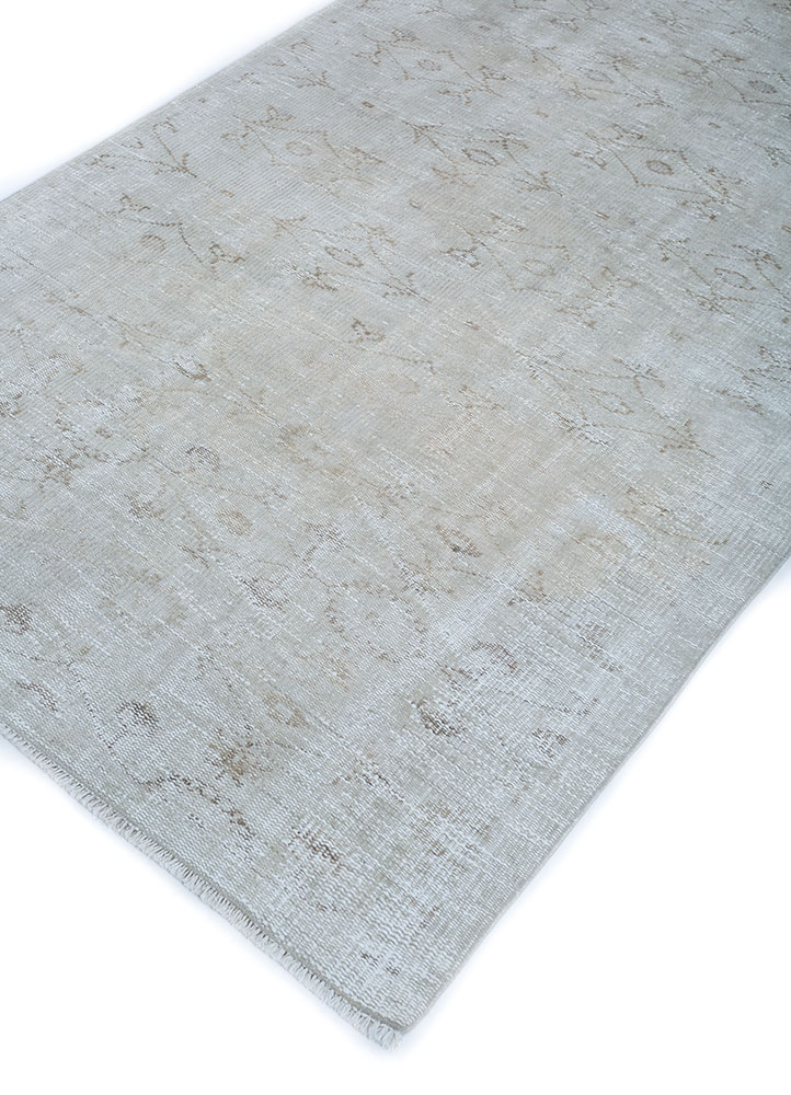 vintage grey and black wool hand knotted Rug - FloorShot