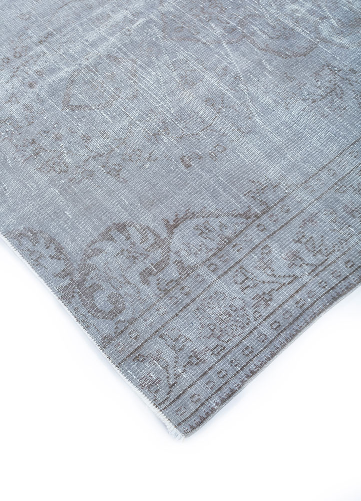 vintage grey and black wool hand knotted Rug - FloorShot