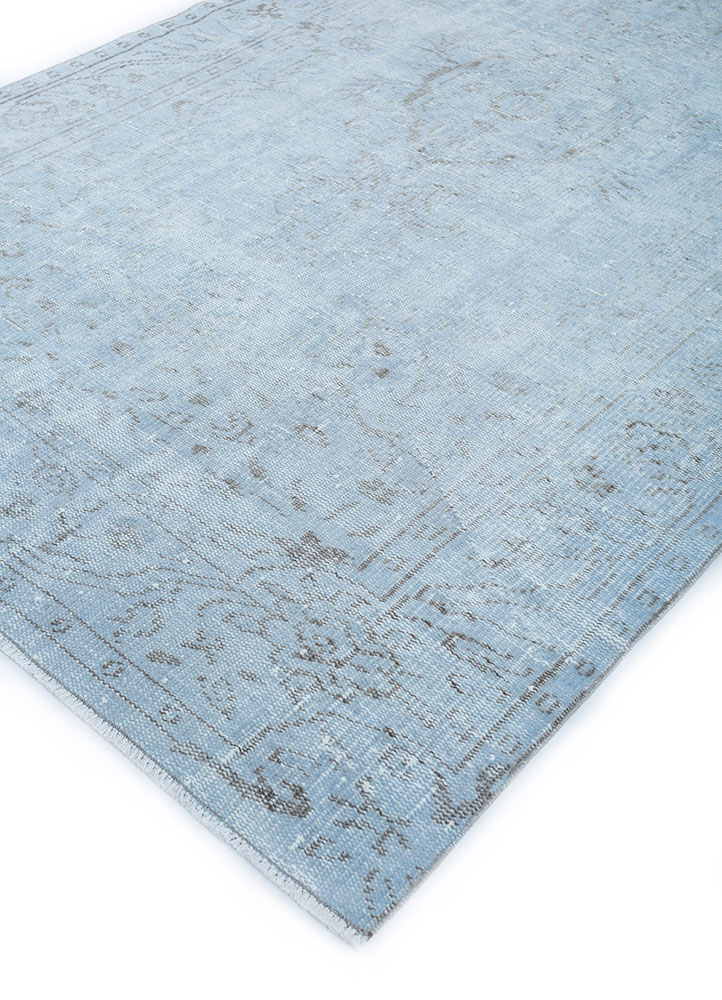 vintage blue wool hand knotted Rug - FloorShot