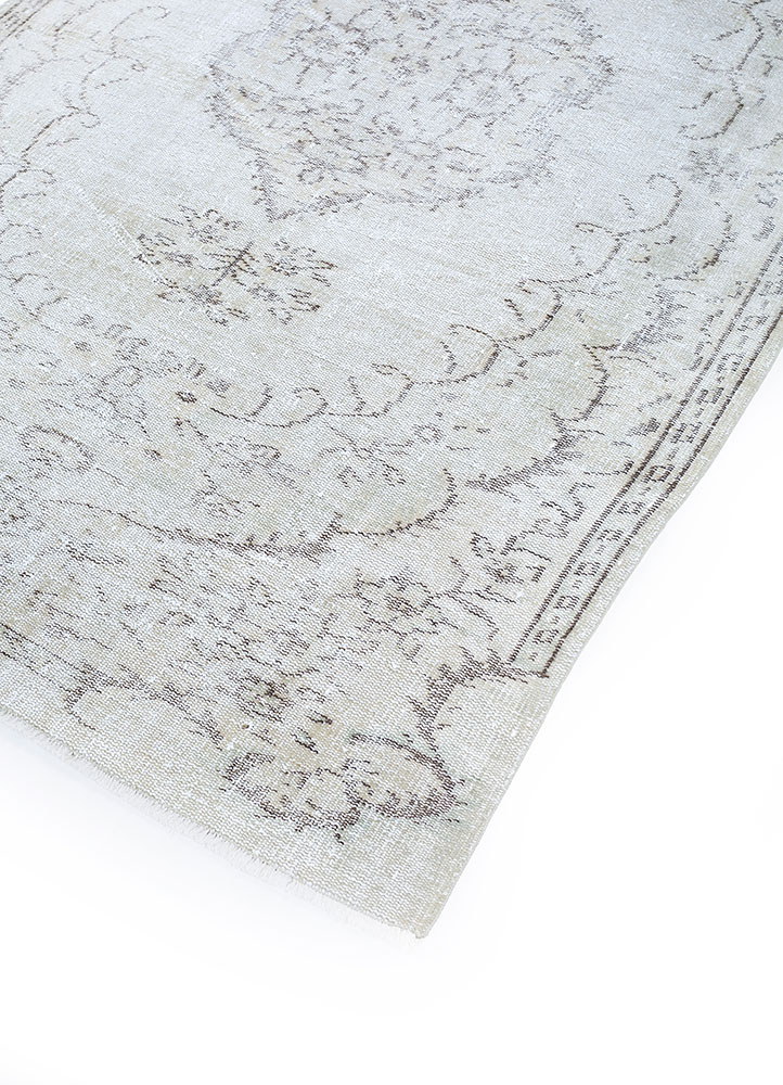 vintage grey and black wool hand knotted Rug - FloorShot