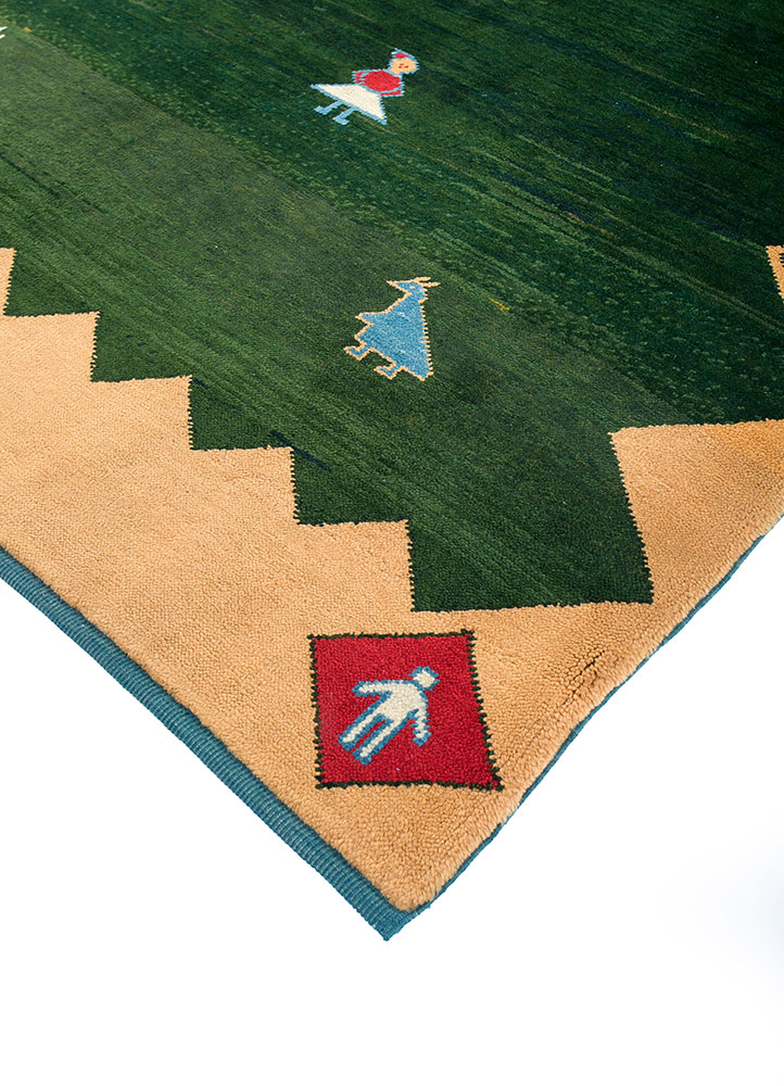 nuray green wool hand knotted Rug - FloorShot
