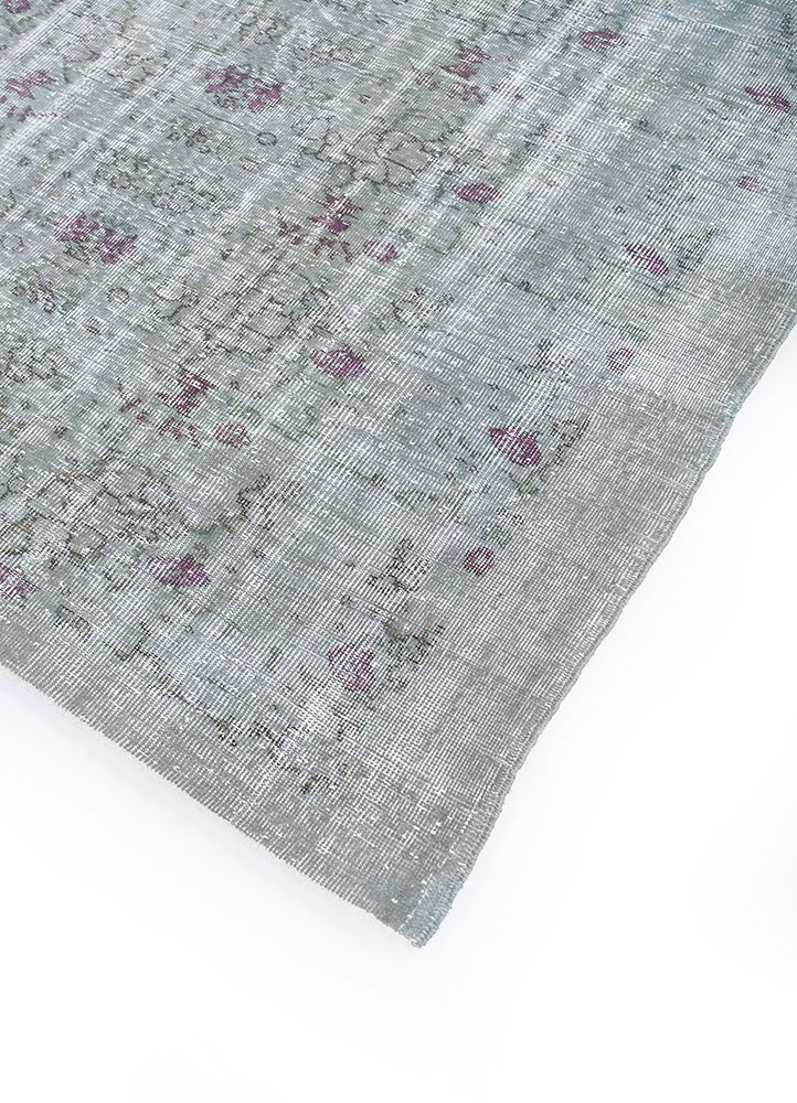 vintage grey and black wool hand knotted Rug - FloorShot