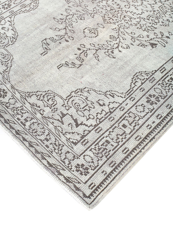 vintage beige and brown wool hand knotted Rug - FloorShot
