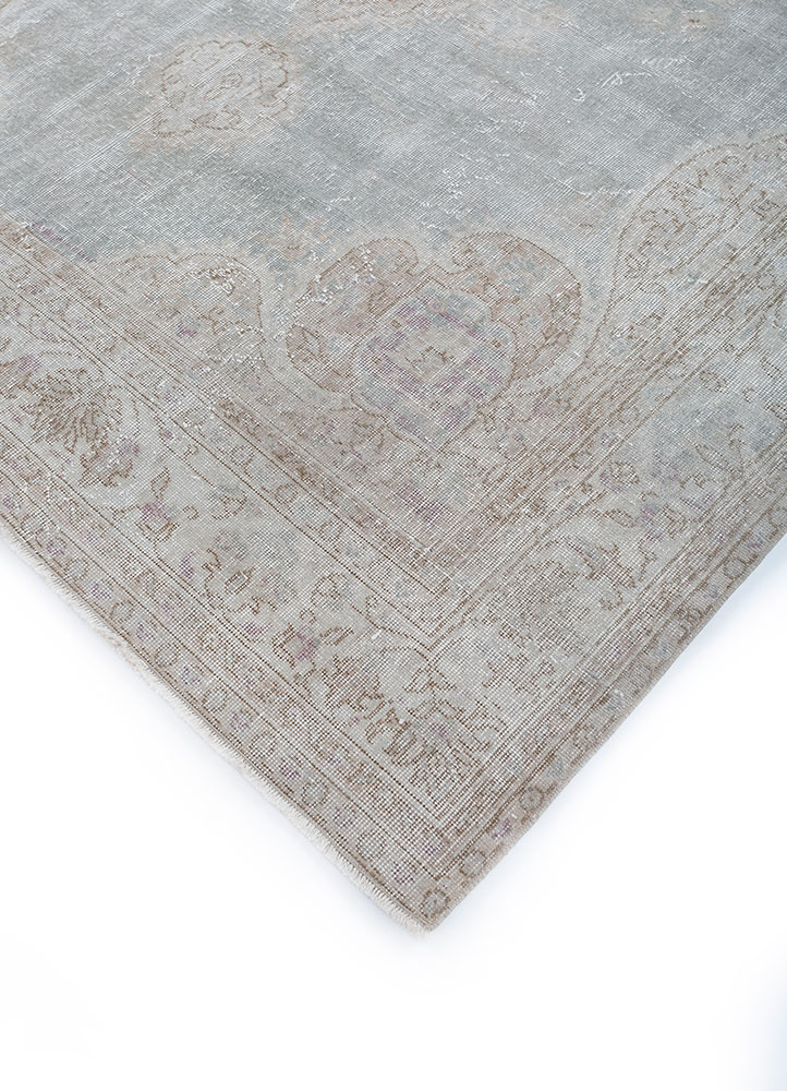vintage blue wool hand knotted Rug - FloorShot
