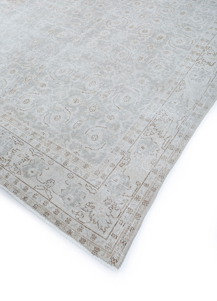vintage grey and black wool hand knotted Rug - FloorShot