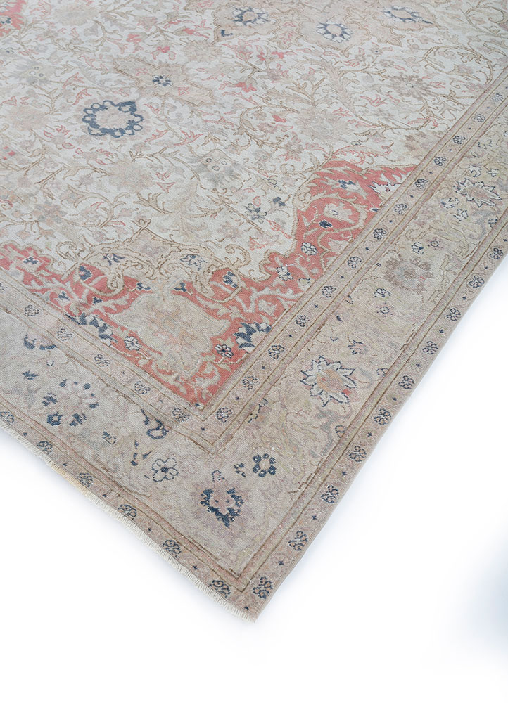 aalam red and orange wool hand knotted Rug - FloorShot