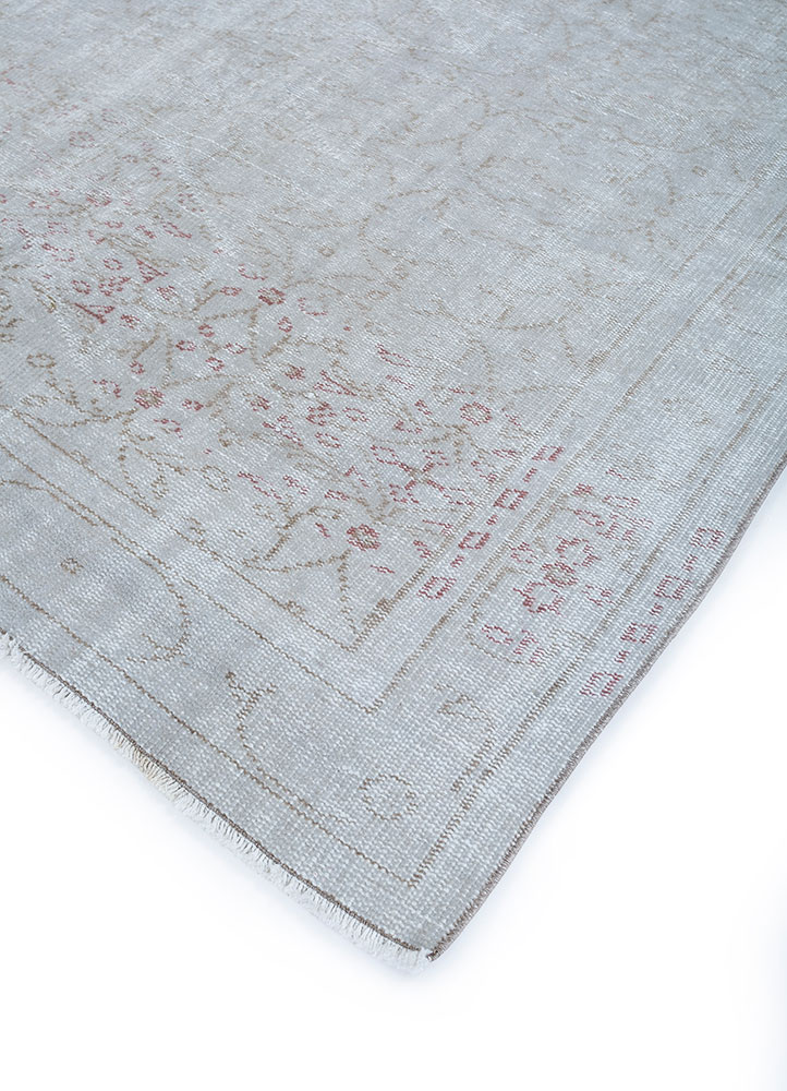 vintage grey and black wool hand knotted Rug - FloorShot