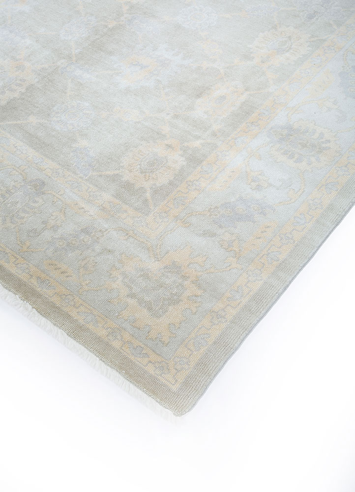 aalam green wool hand knotted Rug - FloorShot