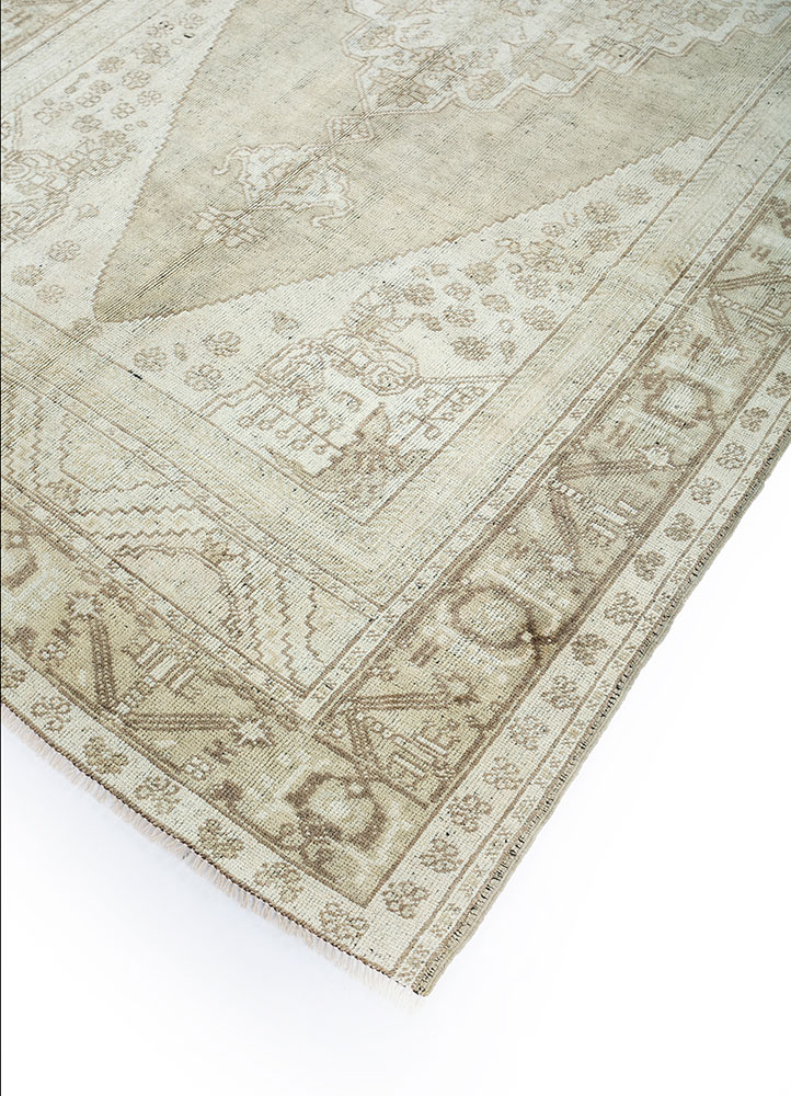 nuray beige and brown wool hand knotted Rug - FloorShot