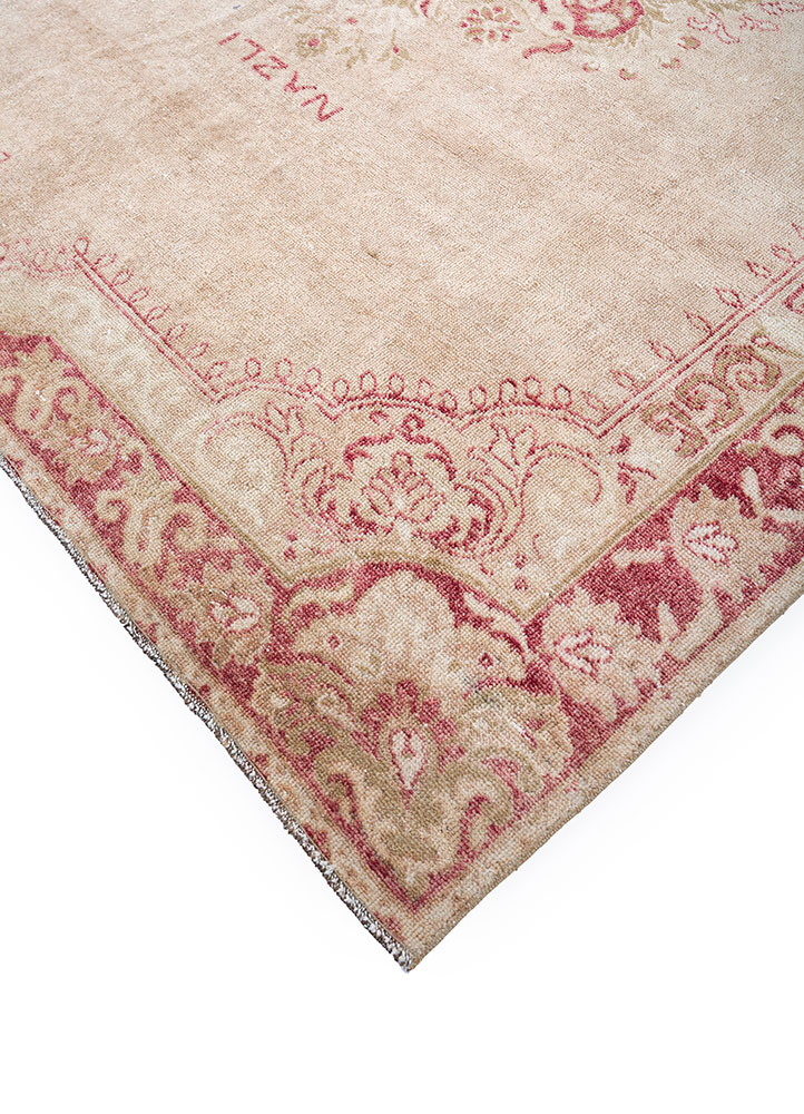 vintage red and orange wool hand knotted Rug - FloorShot