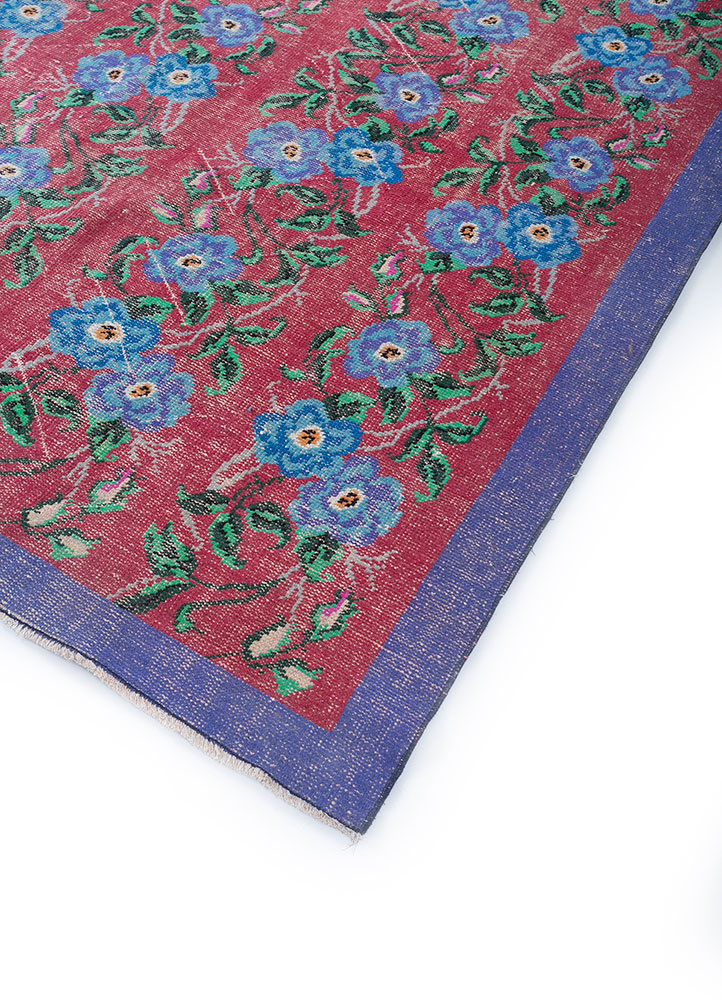 vintage red and orange wool hand knotted Rug - FloorShot