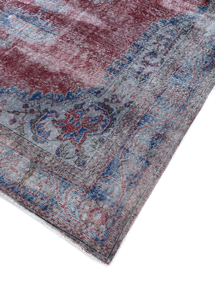 vintage grey and black wool hand knotted Rug - FloorShot