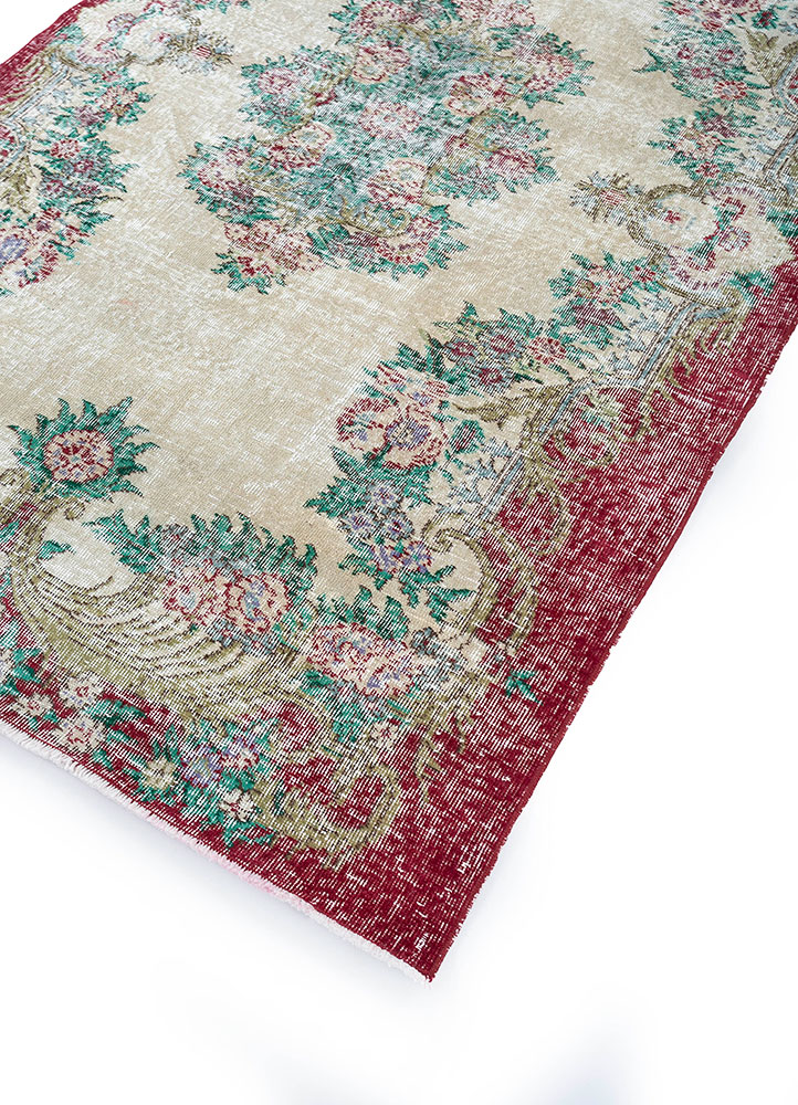 vintage red and orange wool hand knotted Rug - FloorShot