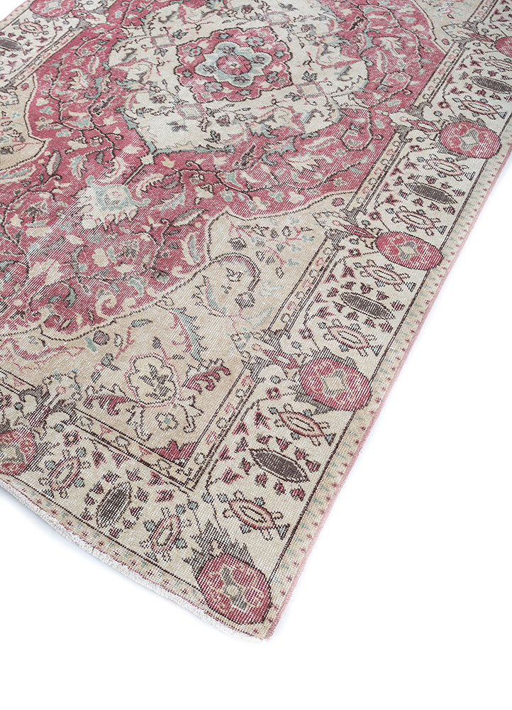 vintage red and orange wool hand knotted Rug - FloorShot