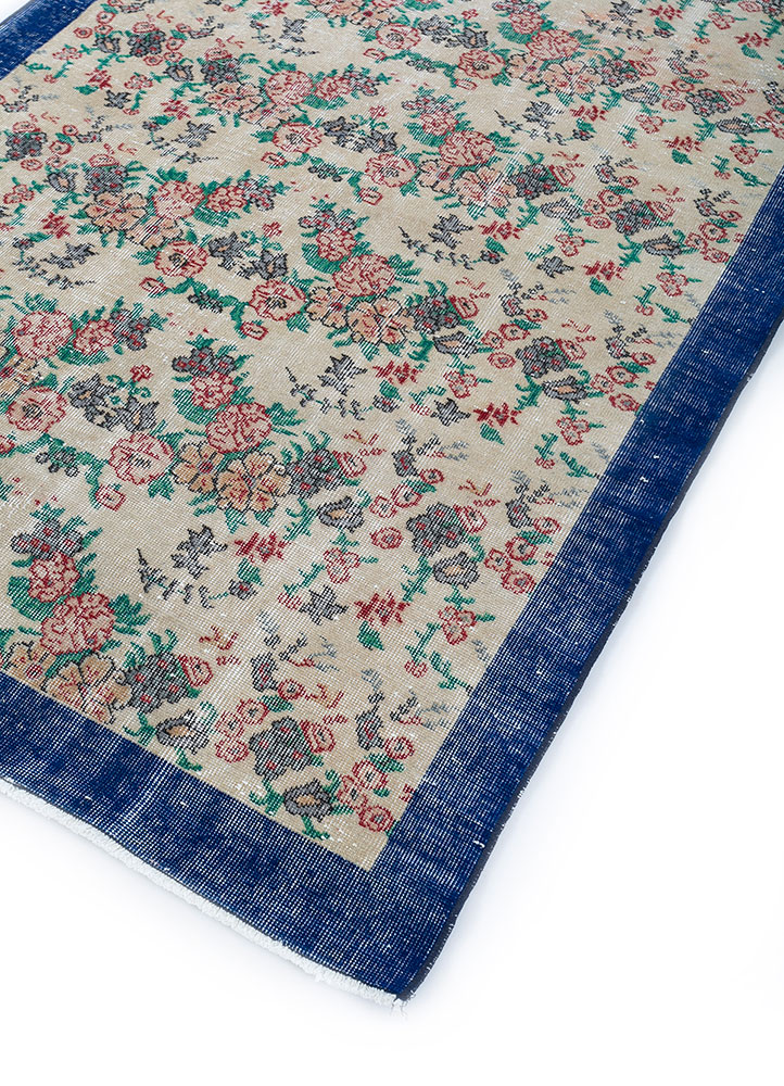 vintage blue wool hand knotted Rug - FloorShot