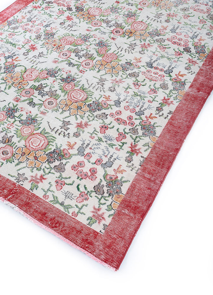 vintage red and orange wool hand knotted Rug - FloorShot