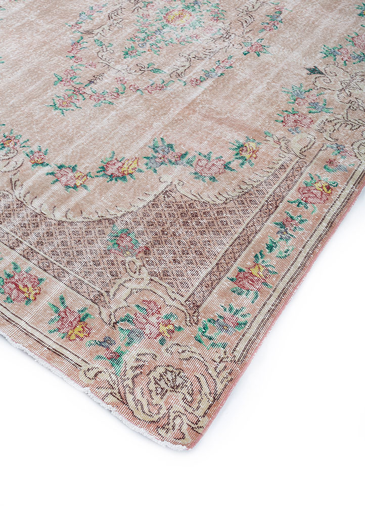vintage red and orange wool hand knotted Rug - FloorShot