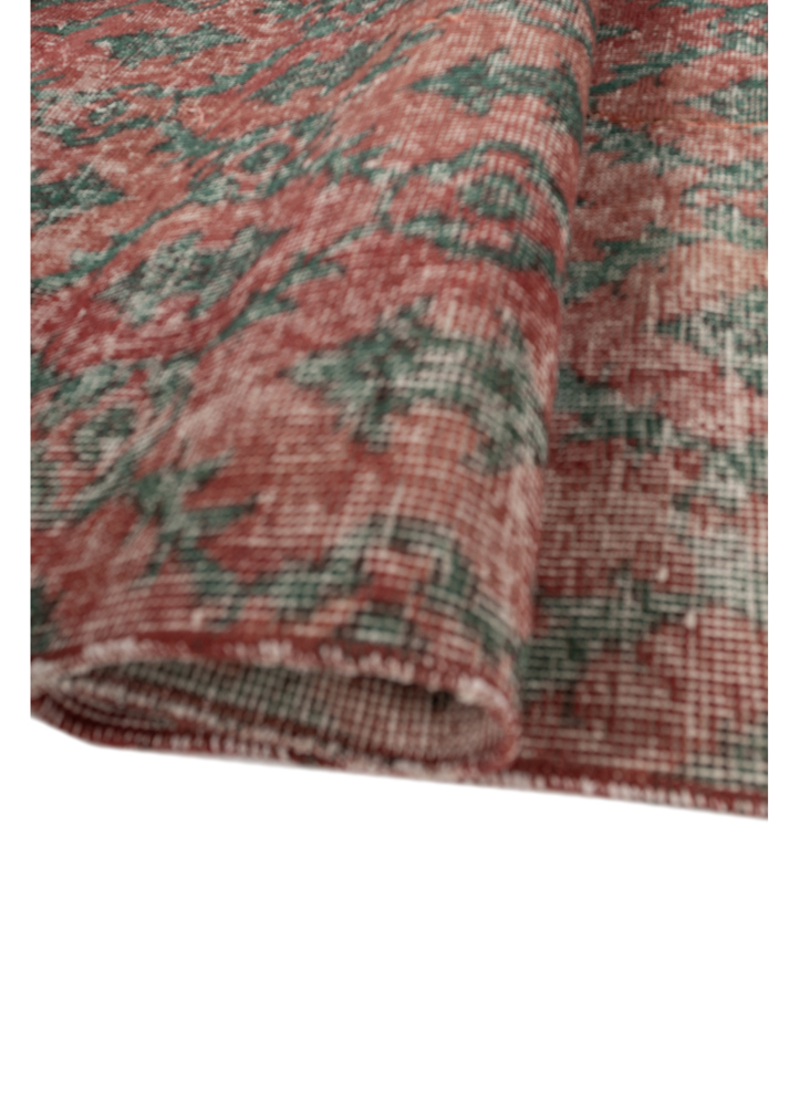 vintage red and orange wool hand knotted Rug - FloorShot