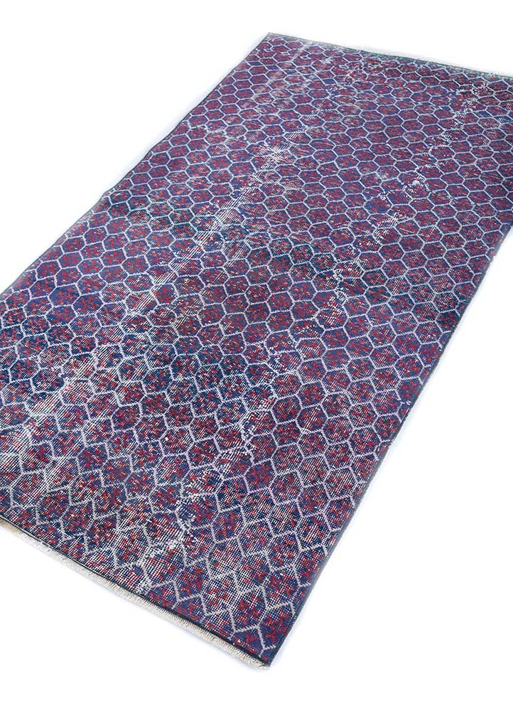 vintage pink and purple wool hand knotted Rug - FloorShot