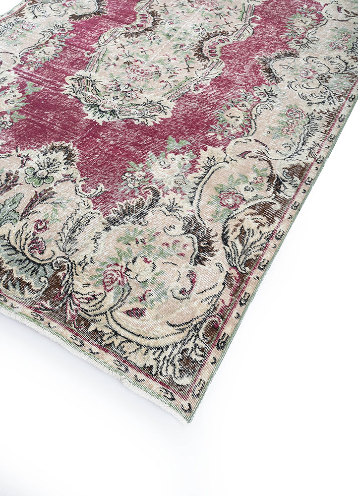 vintage red and orange wool hand knotted Rug - FloorShot