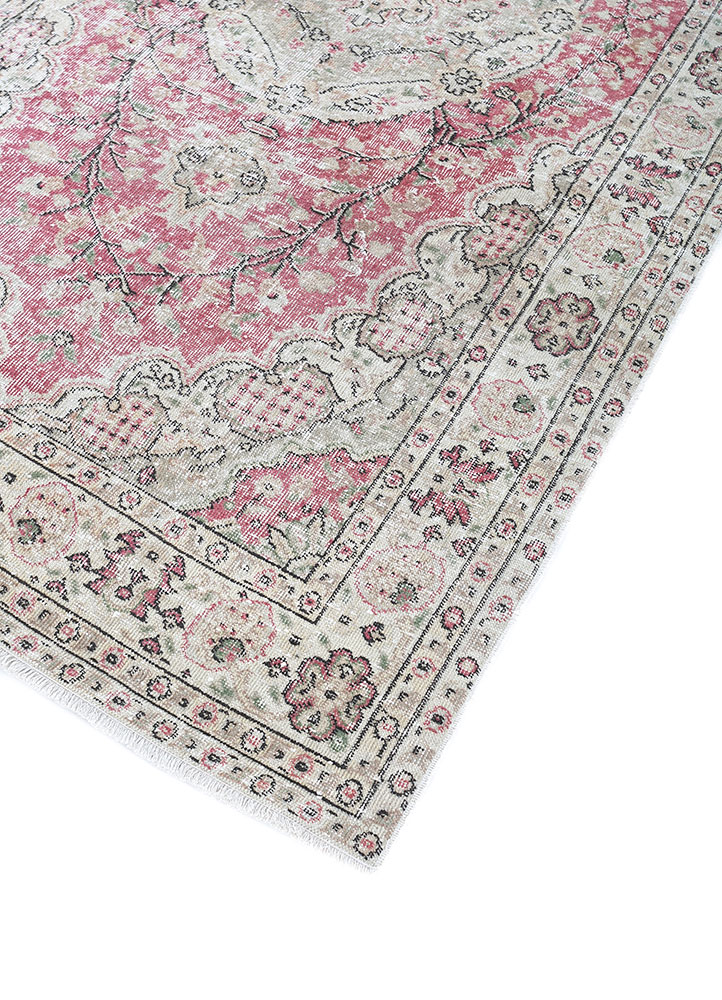 vintage red and orange wool hand knotted Rug - FloorShot