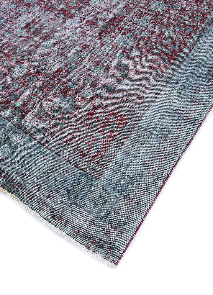 vintage pink and purple wool hand knotted Rug - FloorShot