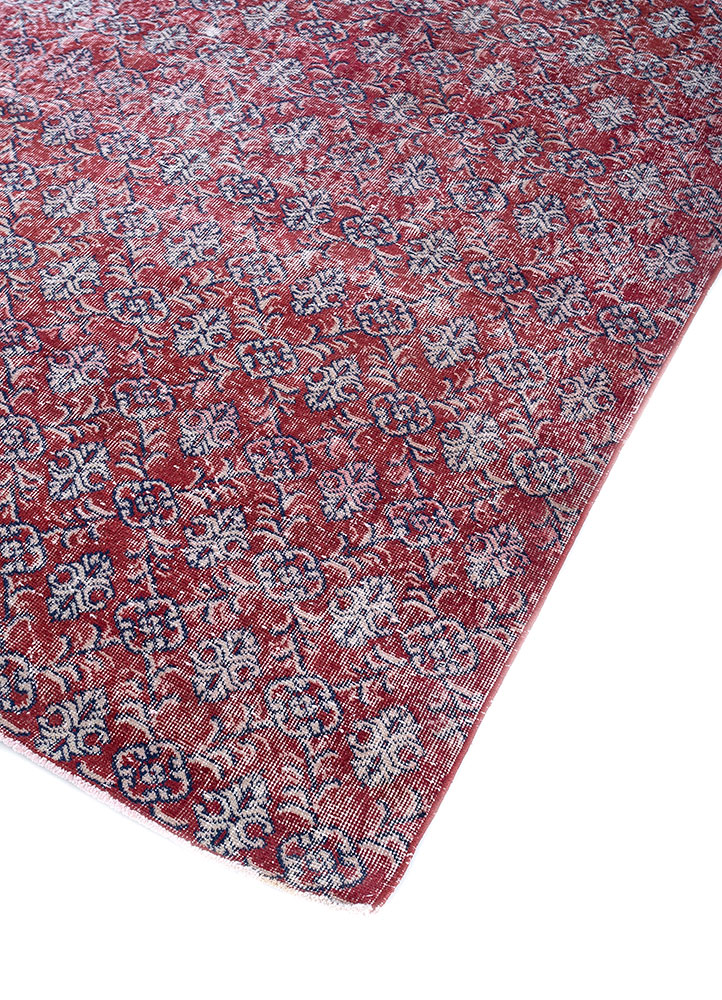 vintage red and orange wool hand knotted Rug - FloorShot