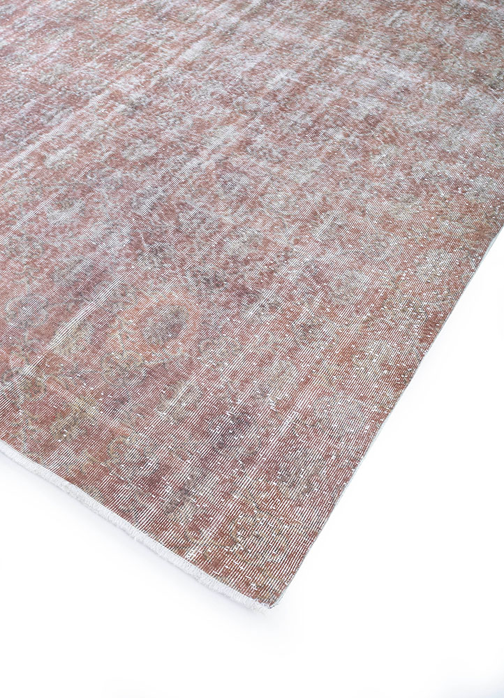 vintage beige and brown wool hand knotted Rug - FloorShot