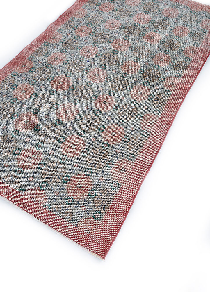 vintage blue wool hand knotted Rug - FloorShot