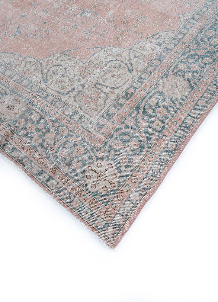 vintage red and orange wool hand knotted Rug - FloorShot