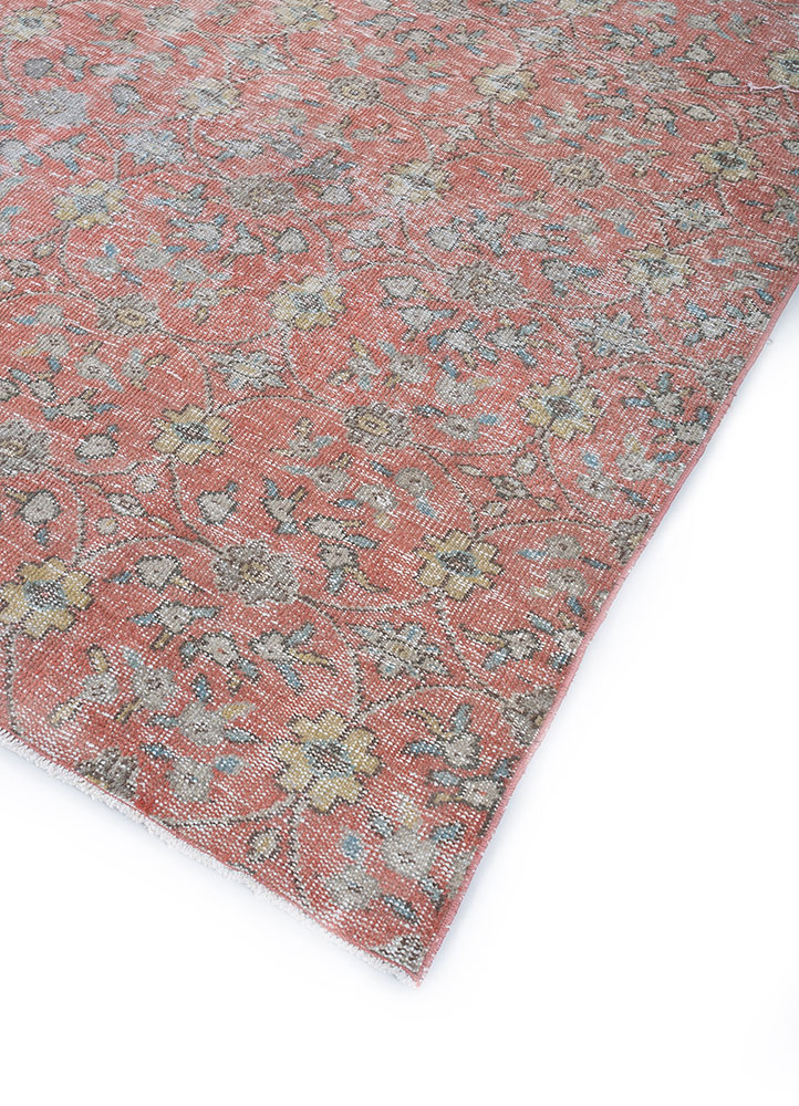 vintage red and orange wool hand knotted Rug - FloorShot