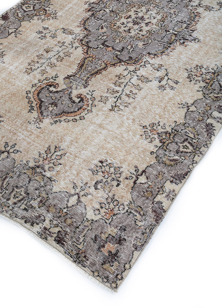 vintage grey and black wool hand knotted Rug - FloorShot