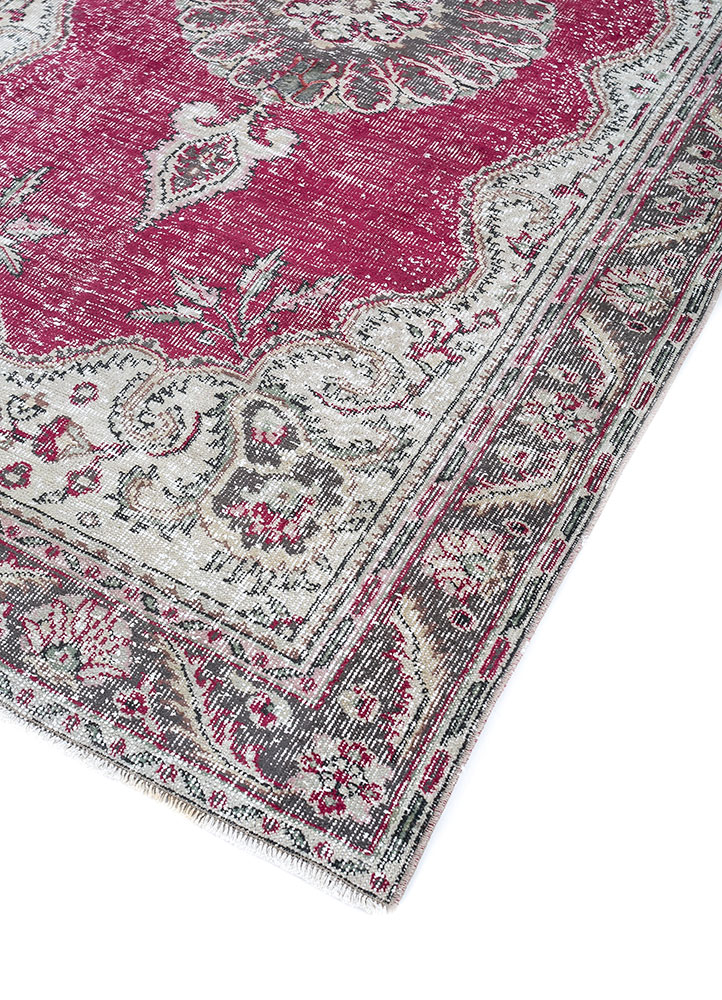 vintage red and orange wool hand knotted Rug - FloorShot