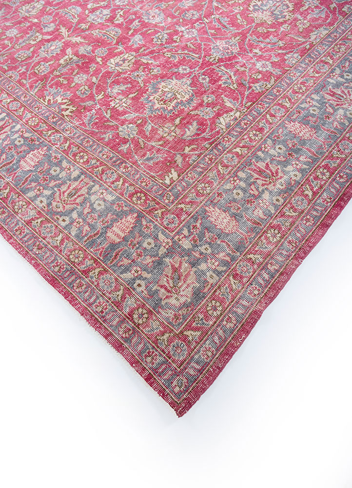 vintage red and orange wool hand knotted Rug - FloorShot