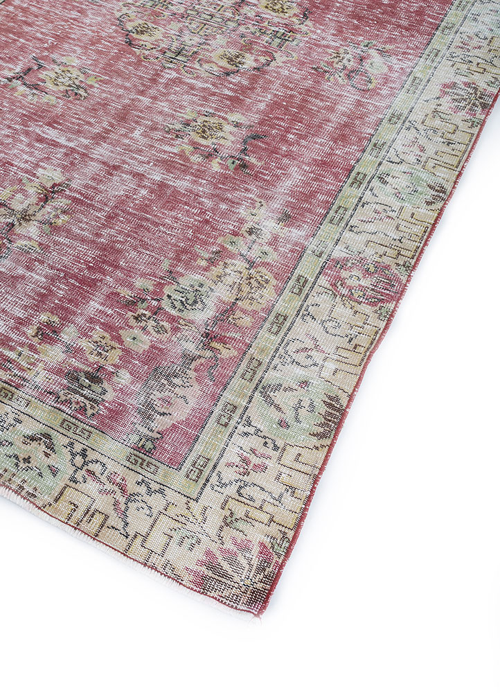 vintage red and orange wool hand knotted Rug - FloorShot