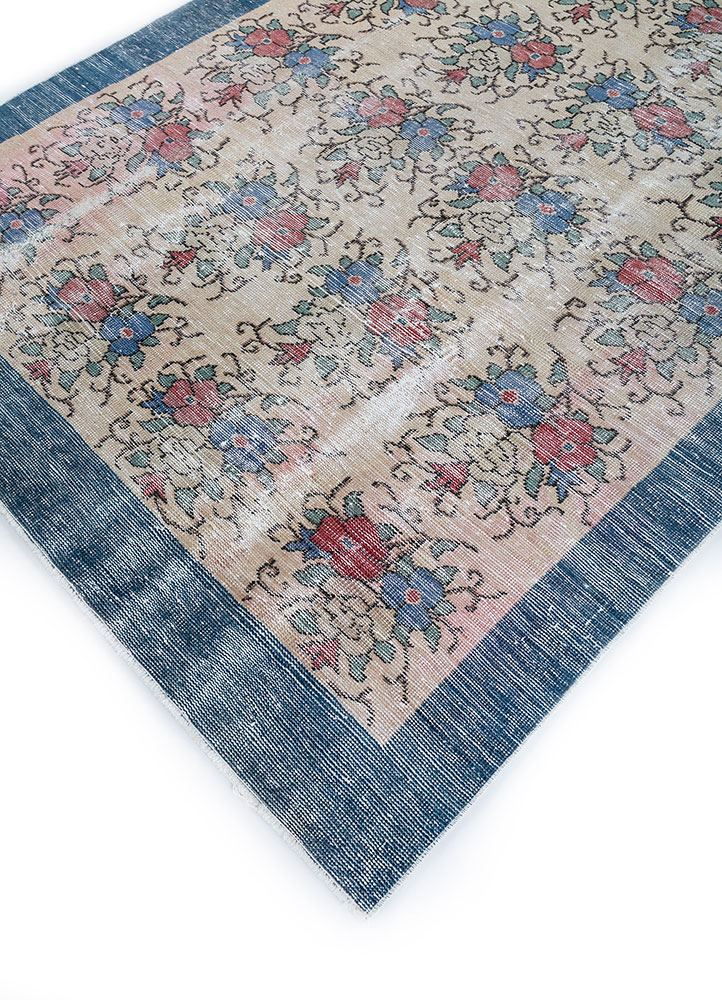 vintage blue wool hand knotted Rug - FloorShot
